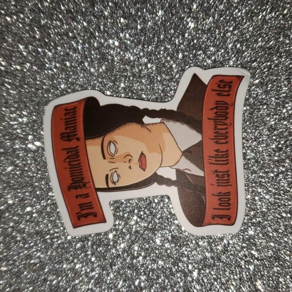 ADDAMS FAMILY waterproof sticker Wednesday Homicidal Maniac